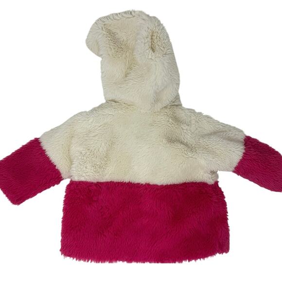 Tucker & Tate Baby Girls 6M Faux Fur Jacket Cream Pink Hooded Coat - Picture 2 of 8